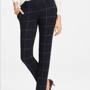 Ann Taylor navy window pane slim cropped pant